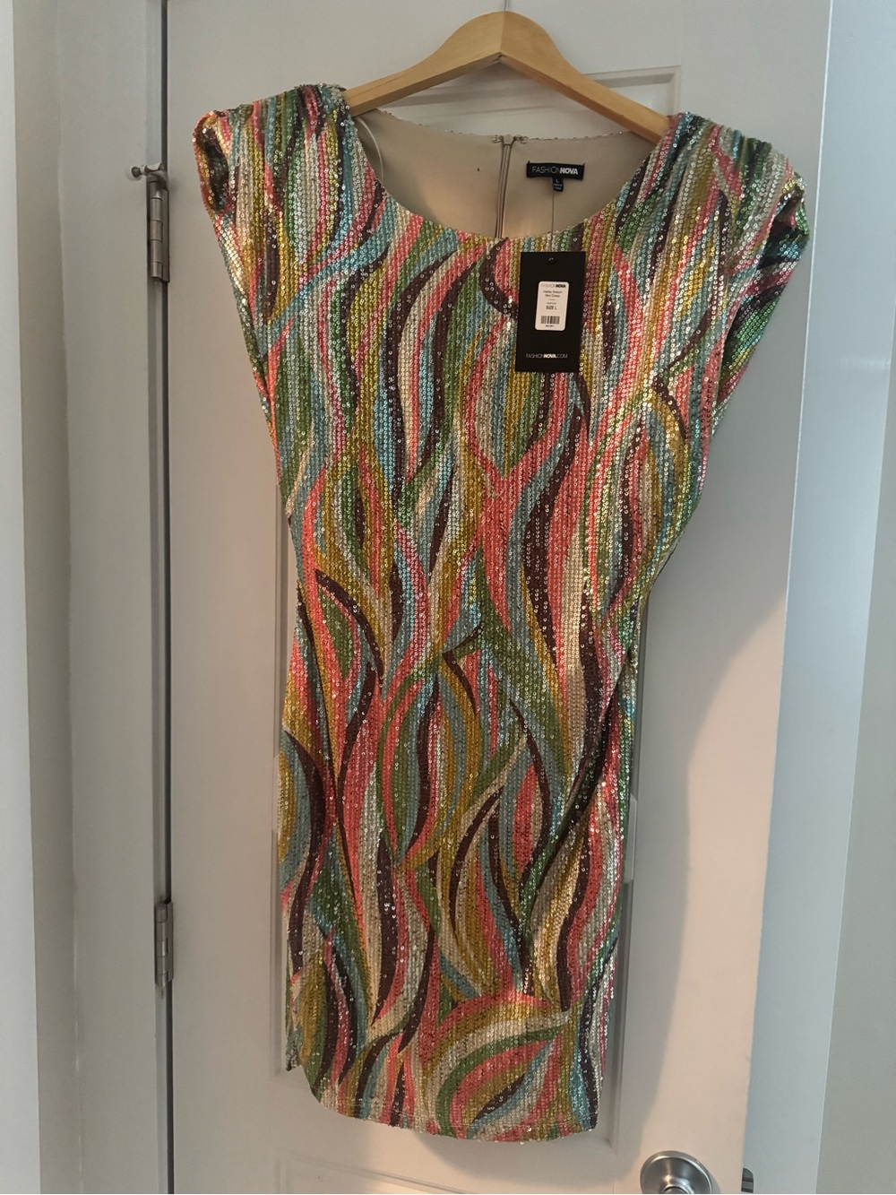 Fashion Nova Multicolor Sequin Cap-Sleeve Mini Dress - Picture 2 of 2